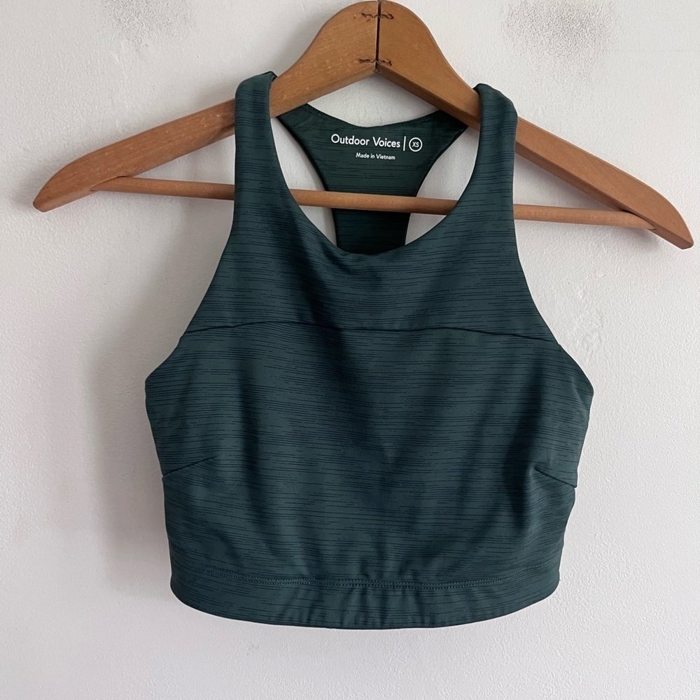 Outdoor Voices TechSweat Crop Top / Sports Bra Green Women's extra small